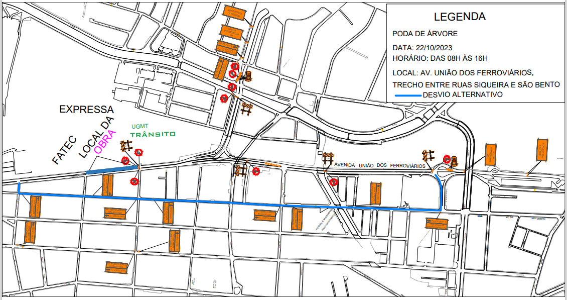 Trecho da Avenida União dos Ferroviários será interditado neste domingo (22)