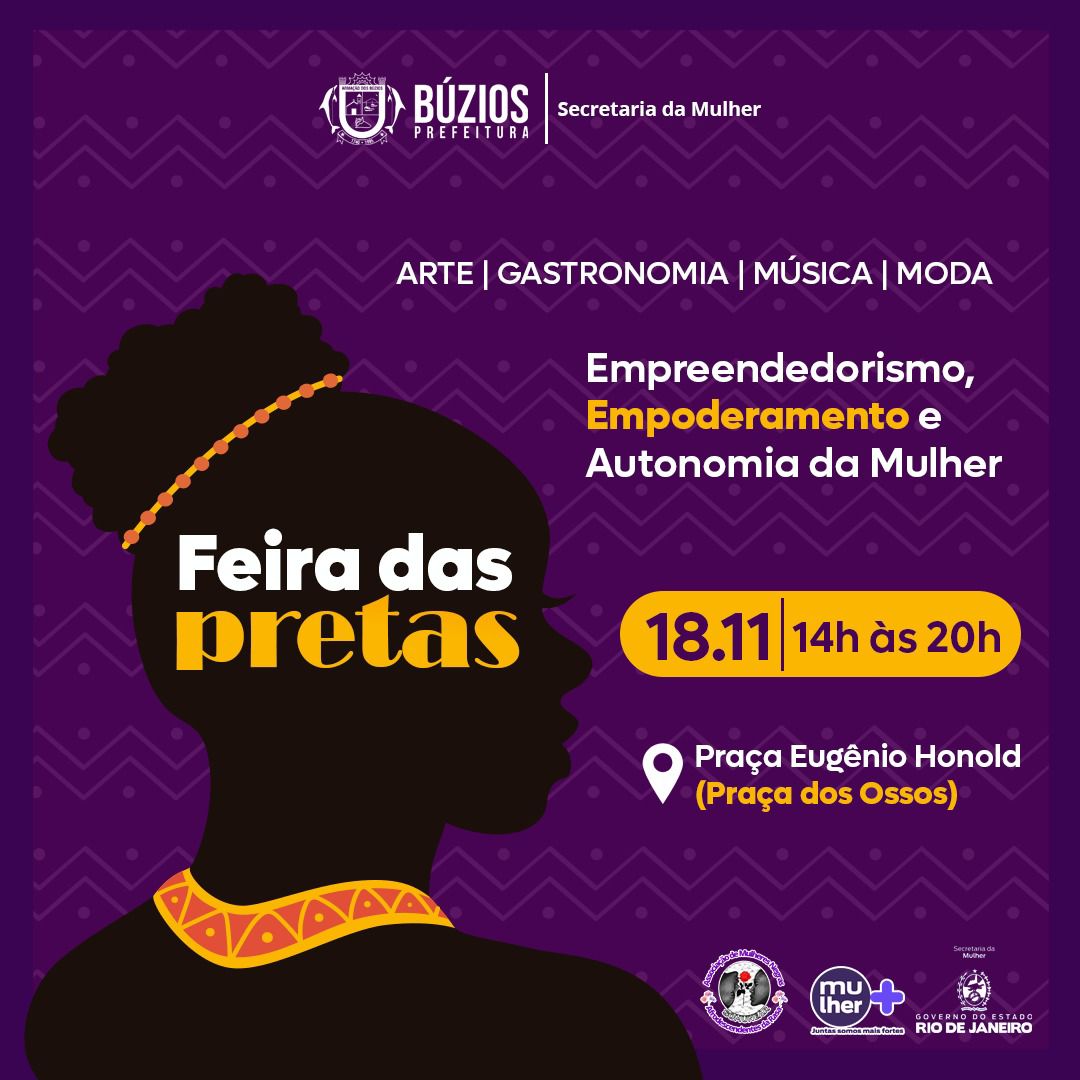 Feira das Pretas acontece neste sábado na Praça Eugênio Honold, em Búzios