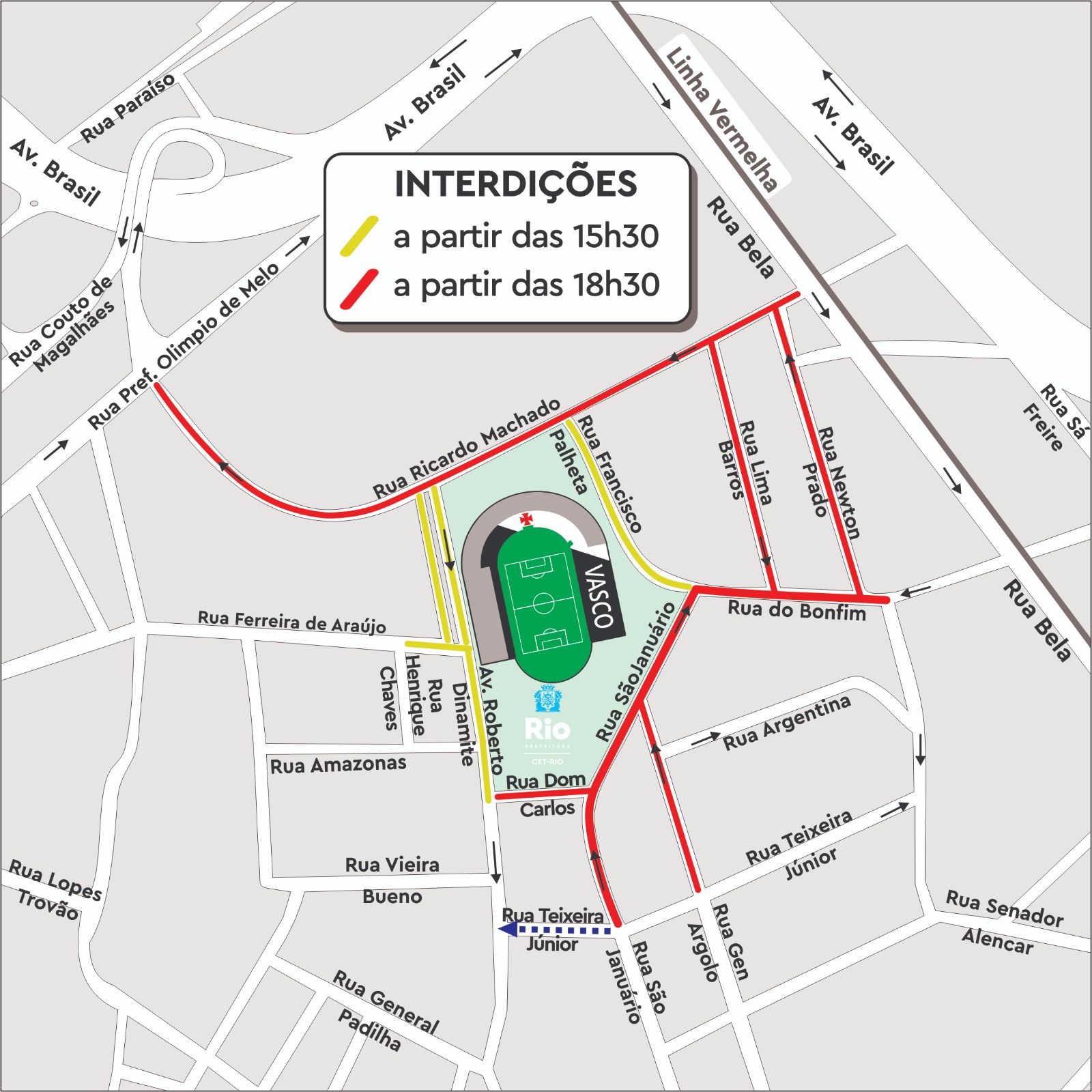 Entorno de São Januário terá interdições para jogo do Vasco pelo Campeonato Brasileiro - Prefeitura da Cidade do Rio de Janeiro