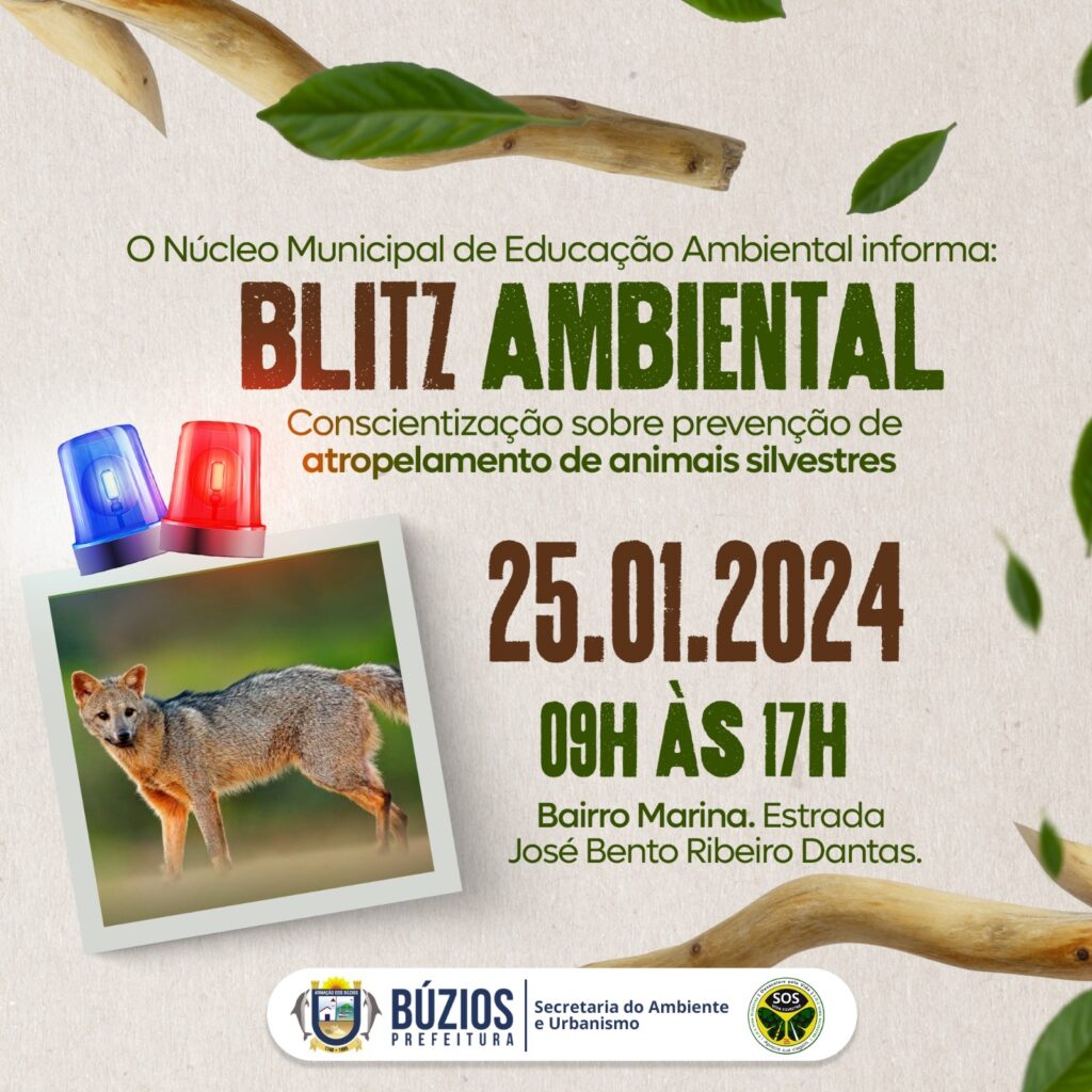 O Núcleo Municipal de Educação Ambiental realizará Blitz para Conscientização e Prevenção de atropelamento de animais silvestres