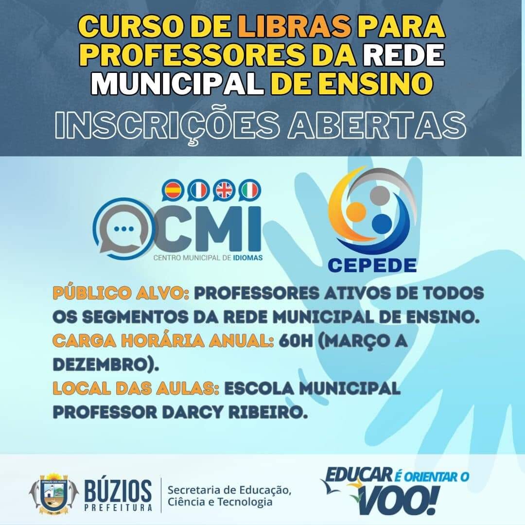 Curso de Libras oferecido para professores da Rede Municipal de Ensino de Armação dos Búzios
